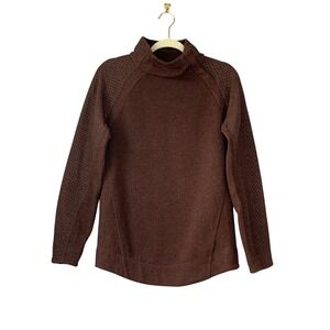 Prana Mock Neck Brandie Wool Blend Fleece Lined‎ Snap Button Collar Sweater  M